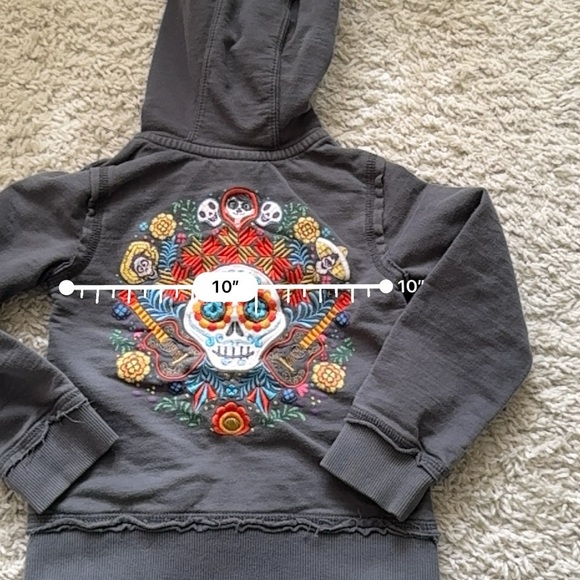 DISNEY CoCo hooded zip up sweater Embroidered little bling skulls Unisex 4T - Picture 7 of 10